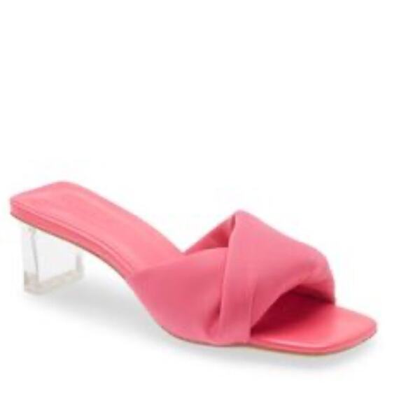Open Edit NWOT Cleo Sandals in Pink Rouge with Clear Heel. - Picture 11 of 11